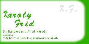 karoly frid business card